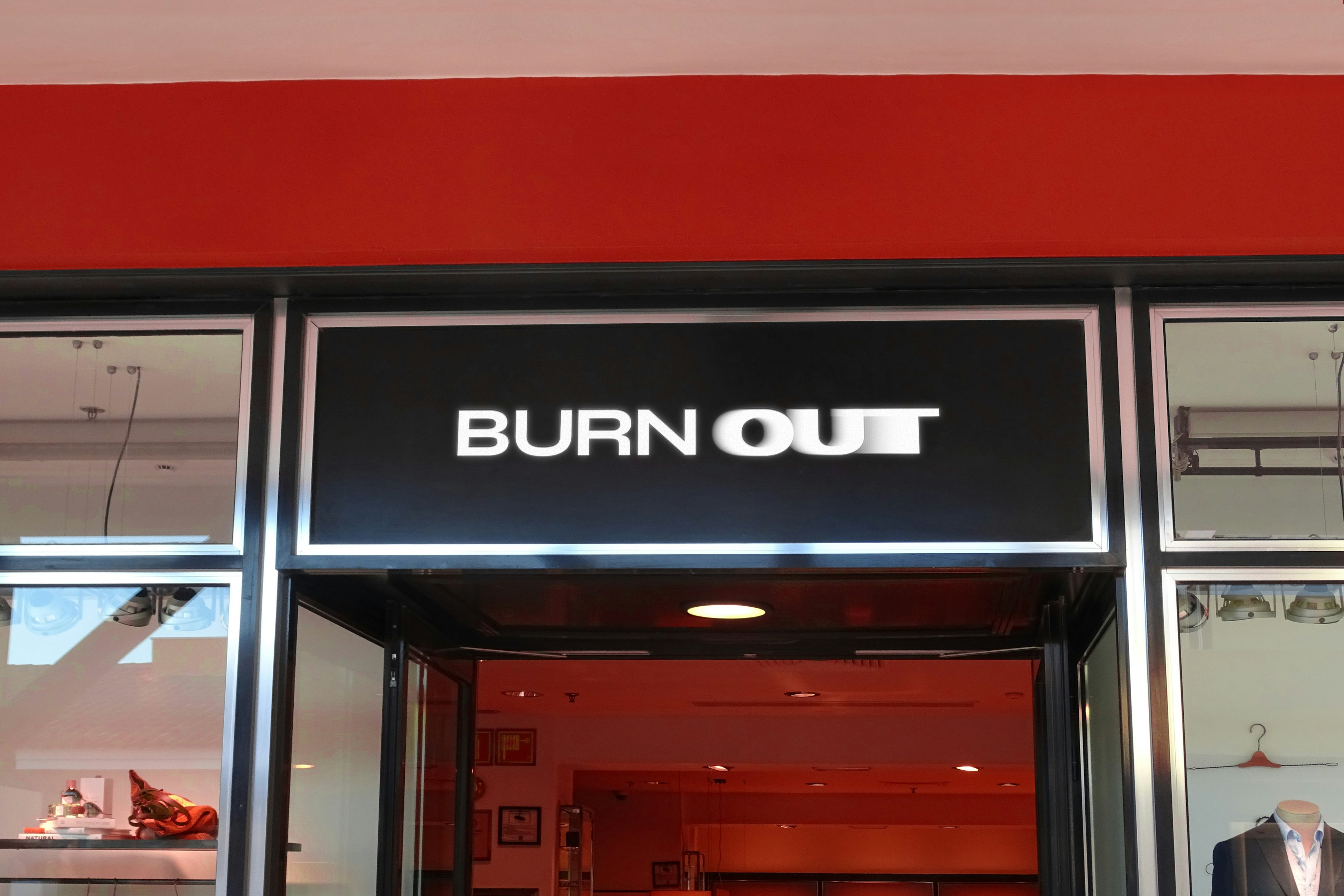 Burnout themed building sign